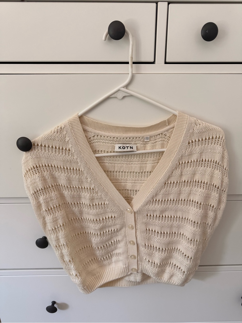 KOTN Acacia Cream Open-Knit V-Neck Top